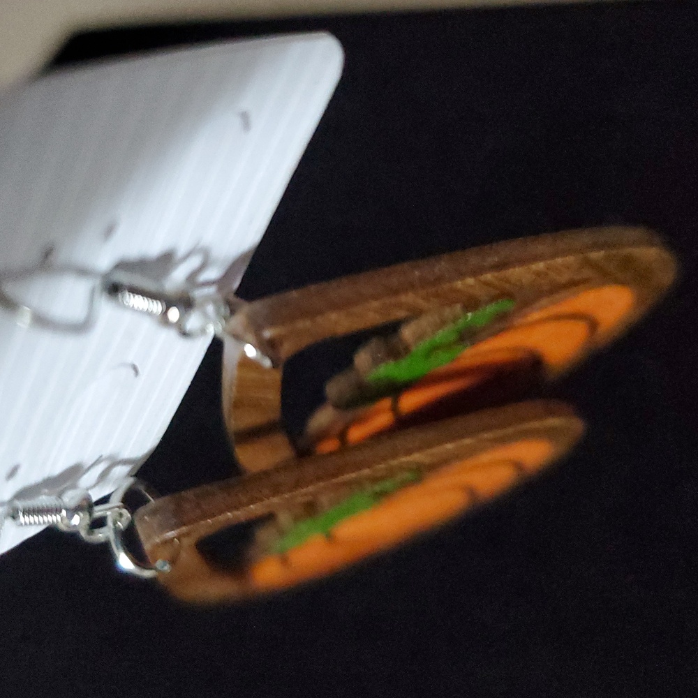 Fall Pumpkin Teardrop Earrings - Picture 6 of 7